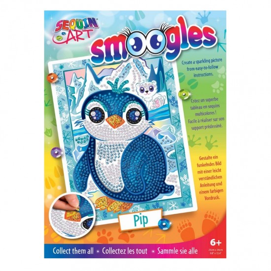 Set Creativ  Smoogles - Pinguinul Pip, 25x34cm, Sequin Art 