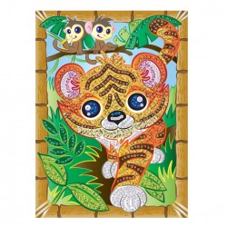 Set Creativ Smoogles - Tigrul Scratch, 25x34cm, Sequin Art