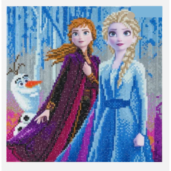 Set creativ tablou cu cristale, colectia Disney, Elsa, Anna & Olaf, 30x30 cm