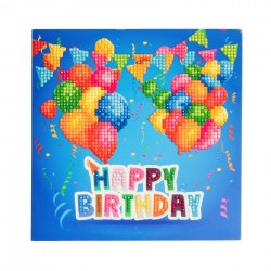 Set creativ tablou cu cristale Happy Birthday18x18cm, Craft Buddy