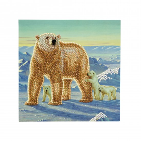 Set creativ tablou cu cristale, Ursi polari, 18x18cm, Craft Buddy