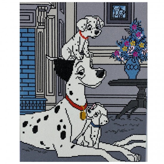 Set creativ tablou cu cristale Crystal Art Kit Disney, 101 dalmatieni, 40x50cm, Craft Buddy 