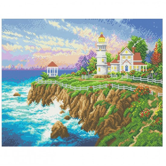 Set creativ tablou cu cristale Crystal Art Kit, Victorian light Thomas Kinkade, 40x50cm, Craft Buddy 