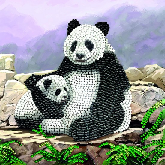 Set creativ tablou cu cristale Crystal Art Card, Panda, 18x18cm, Craft Buddy 