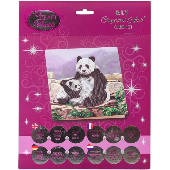 Set creativ tablou cu cristale Crystal Art Card, Panda, 18x18cm, Craft Buddy 