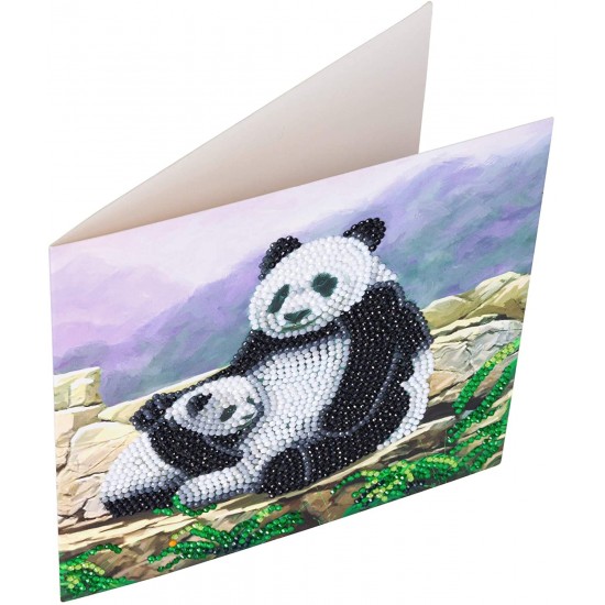 Set creativ tablou cu cristale Crystal Art Card, Panda, 18x18cm, Craft Buddy 