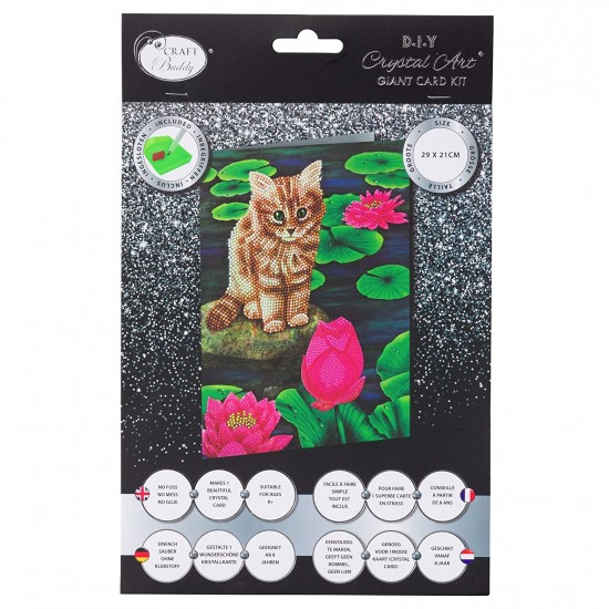 Set creativ tablou cu cristale Crystal Art Card, Pisicuta Lily, 21x29cm, Craft Buddy 