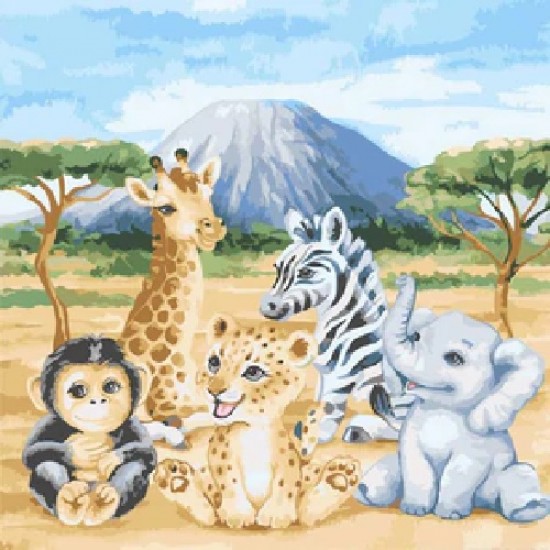 Set creativ de pictat Pictura pe numere, Safari Animals, 30x30cm, Craft Buddy 