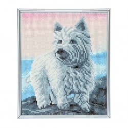 Set creativ Crystal Art in rama foto argintie Westie 21x25cm, Craft Buddy Set creativ Crystal Art in rama foto argintie Westie 21x25cm, Craft Buddy