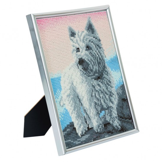 Set creativ Crystal Art in rama foto argintie Westie 21x25cm, Craft Buddy Art & Craft