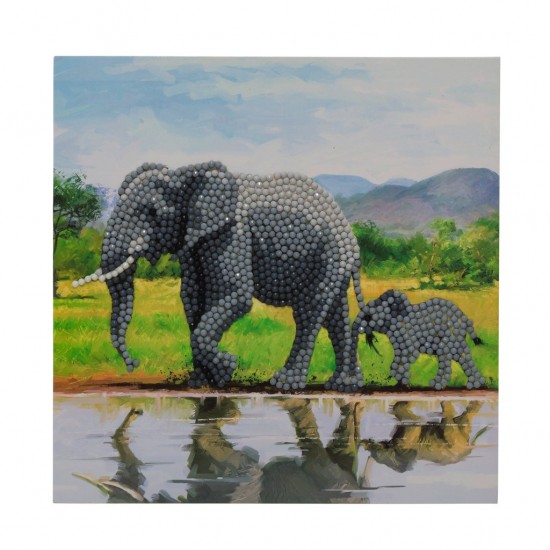 Set creativ tablou cu cristale, Elefant, 18x18cm, Craft Buddy