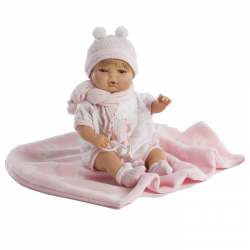Papusa interactiva Raul cu fular roz, 42 cm, Berbesa