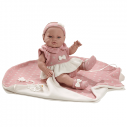 Papusa Luna in rochita cu fundita, 42 cm, Berbesa