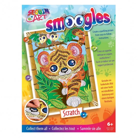 Set Creativ Smoogles - Tigrul Scratch, 25x34cm, Sequin Art 