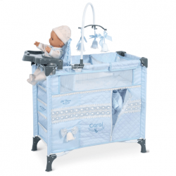 Dulapior pliant cu patut si loc de joaca pentru papusi cu accesorii,albastru, Carol,70x34x50, De Cuevas Dulapior pliant cu patut si loc de joaca pentru papusi cu accesorii,albastru, Carol,70x34x50, De Cuevas