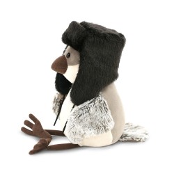 Jucarie vrabiuta de plus Chirpy cu caciula Ushanka, 20cm, Orange Toys