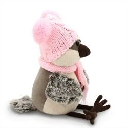 Jucarie vrabiuta de plus Grace cu caciulita hazlie, 20cm, Orange Toys