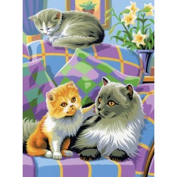 Set creativ "Pictura pe numere" cu doua picturi - Pisici, 24x33x2cm, Sequin Art