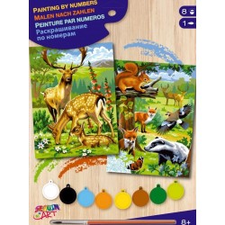 Set creativ "Pictura pe numere" cu doua picturi - Animalele padurii, 24x33x2cm, Sequin Art