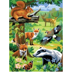Set creativ "Pictura pe numere" cu doua picturi - Animalele padurii, 24x33x2cm, Sequin Art