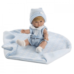 Papusa Bebelus cu paturica si costumas bleu , 34 cm, Berbesa Papusa Bebelus cu paturica si costumas bleu , 34 cm, Berbesa