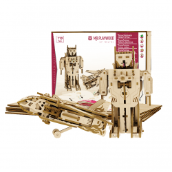 Model mecanic "Transformer Robot-avion" din lemn