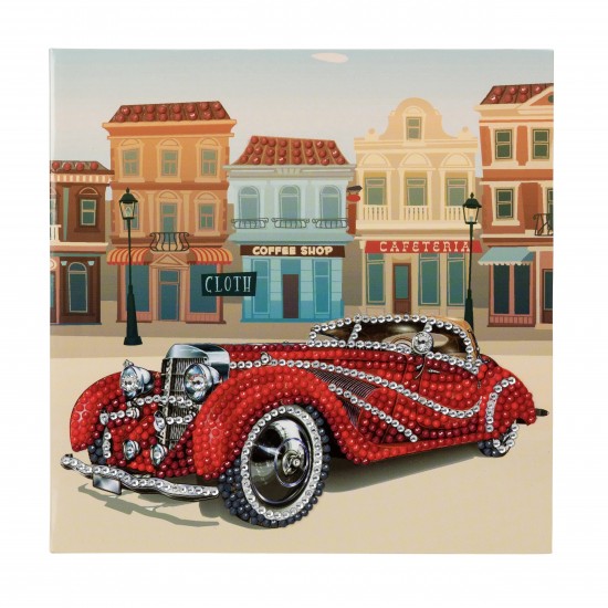 Set creativ tablou cu cristale Classic Car 18x18cm, Craft Buddy Art & Craft