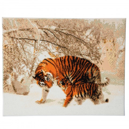 Set creativ tablou cu cristale, Crystal Art Winter Tigers 40x50cm, Craft Buddy Art & Craft