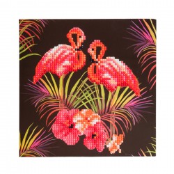 Set creativ tablou cu cristale Pink Flamingoes 18x18cm, Craft Buddy