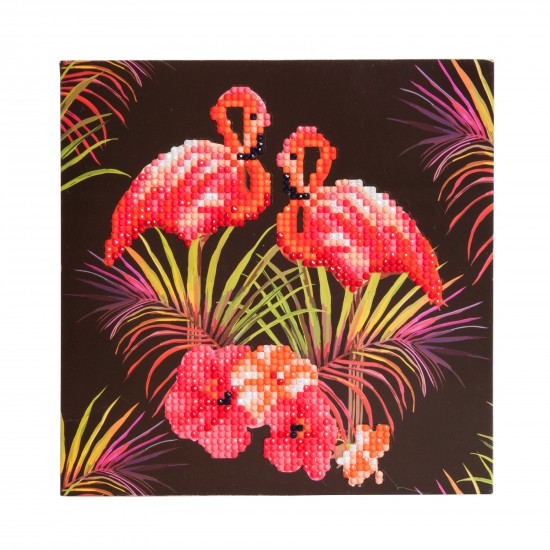 Set creativ tablou cu cristale Pink Flamingoes 18x18cm, Craft Buddy Art & Craft