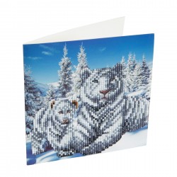 Set creativ tablou cu cristale Snowy White Tigers 18x18cm, Craft Buddy