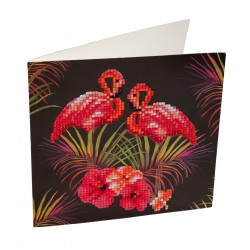Set creativ tablou cu cristale Pink Flamingoes 18x18cm, Craft Buddy