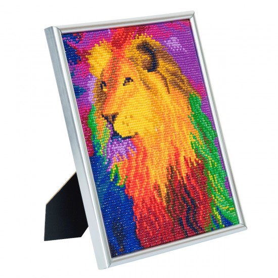 Set creativ Crystal Art in rama foto argintie Rainbow Lion 21x25cm, Craft Buddy Art & Craft