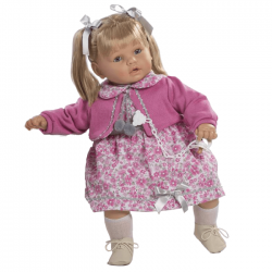 Papusa interactiva Ines in rochita cu floricele si bolero lila, 62 cm, Berbesa Papusa interactiva Ines in rochita cu floricele si bolero lila, 62 cm, Berbesa