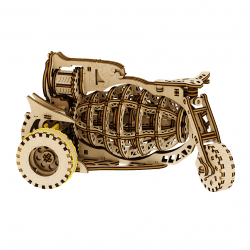 Model mecanic "Motocicleta stelara" din lemn