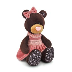 Jucarie urs de plus cu rochita din catifea roz Milk, 25cm, Orange Toys