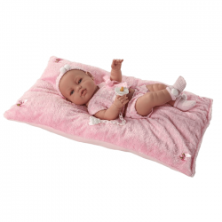 Papusa Luna cu costumas si salteluta roz, 42 cm, Berbesa