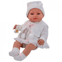 Papusa Luna cu costumas alb, 42 cm, Berbesa